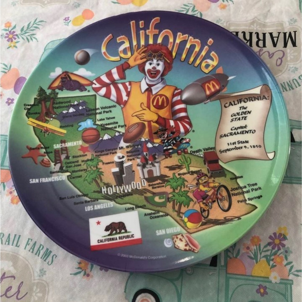 Vintage Ronald McDonald's California State Plate